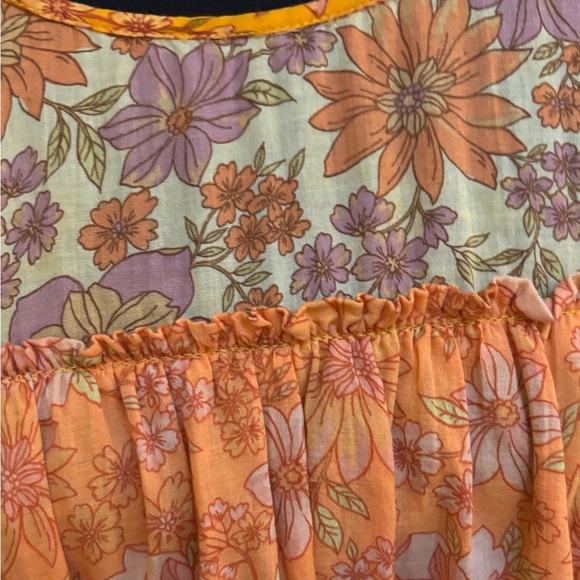 AMERICAN EAGLE ORANGE FLORAL BOHO PEASANT CUT OUT WESTERN FLOWY DRESS SZ L TALL - Picture 7 of 12